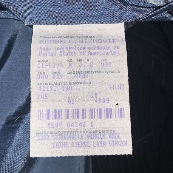 Hugo Boss black pinstripes Wool Rossellini Movie super 120 blazer size 48R - Picture 8 of 13